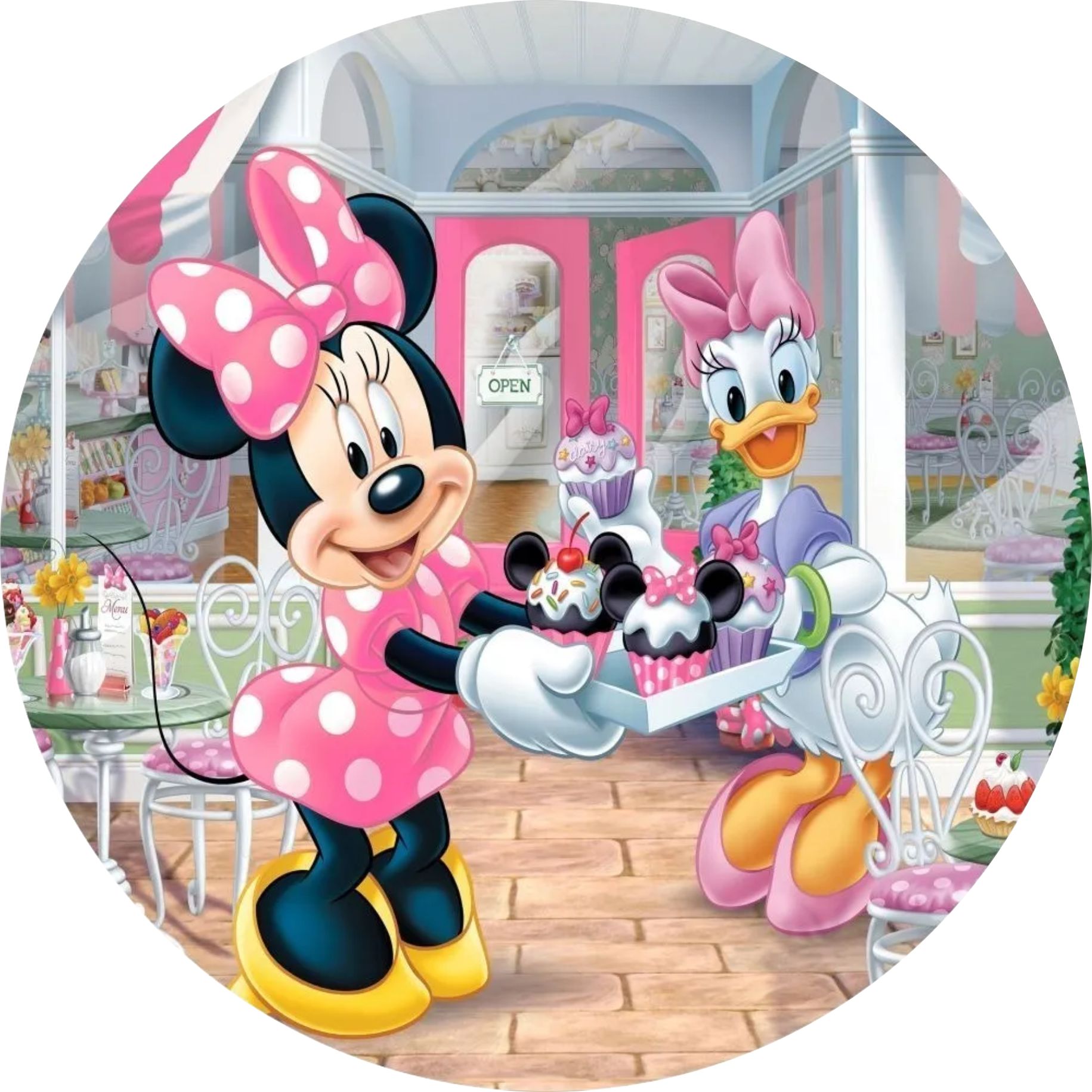 Painel Tecido Redondo Minnie Confeiteira